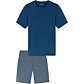 Schiesser, Schiesser Pyjama "Casual Essentials" 0, 2 mit unifarbenem Oberteil und gemusterter Hose
