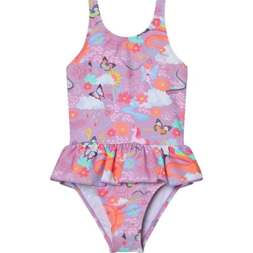 Colorkids, Badeanzug Rüschen Einhorn Blumen