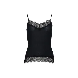 Cashmere Sensation Top Spaghetti in schwarz