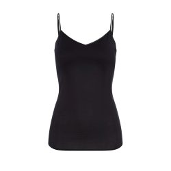 Cotton Seamless Top Spaghetti in schwarz