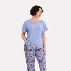 Carol Pyjama Oberteil, kurz in blau