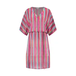 Tropical Lines Tunika kurz in pink