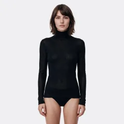 Cashmere Feeling Shirt Langarm in schwarz