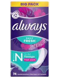 always Slipeinlage Daily Fresh Flexistyle Slim mit Frischeduft BigPack (74 Stück)
