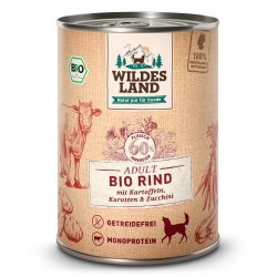 WILDES LAND Adult Bio Rind mit Kartoffeln, Karotten & Zucchini, Nassfutter für Hunde (6x400g)