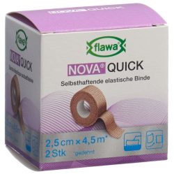flawa NOVA QUICK kohäsive Reissbinde, 2.5cmx4.5m, hautfarbe (2 Stk)