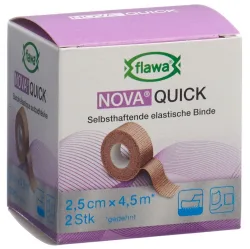 flawa NOVA QUICK kohäsive Reissbinde, 2.5cmx4.5m, hautfarbe (2 Stk)