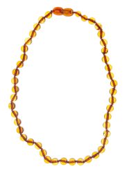 SELENAS Baby Bernsteinkette Kugeln cognac abgerundet, 32-34cm (1 Stk)