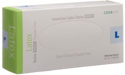 cosaLine Untersuchungshandschuhe L Latex Satin weiss puderfrei (100 Stück)