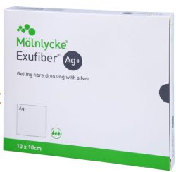 Exufiber Ag+ gelbildender Faserverband, 10x10cm (10 Stk)