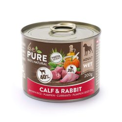 bePure Calf & Rabbit mit Kalb, Kaninchen, Gemüse und Reis, Nassfutter für Hunde (200g)