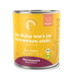 Herrmann's Bio Huhn mit Fenchel und Buchweizen, Nassfutter für Hunde (800g)