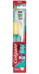 Colgate 360° Whole Mouth Clean Mittel Zahnbürste Entfernt bis zu 151% mehr Bakterien