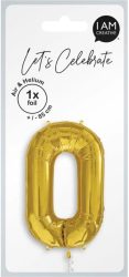 I AM CREATIVE Folienballon Zahl 0 85cm 1000-1055 gold
