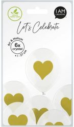 I AM CREATIVE Ballons goldenes Herz 27cm 1000-1059 transparent 6 St&uuml;ck