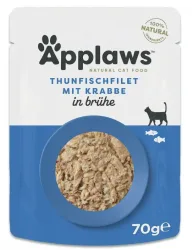 Applaws Thunfischfilet mit Krabbe in Brühe, Nassfutter für Katzen (70g)