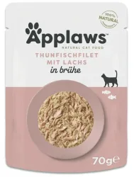 Applaws Thunfischfilet mit Lachs in Brühe, Nassfutter für Katzen (70g)