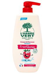 L'ARBRE VERT Ökologisches Kinder-Shampoo & Duschgel Himbeere (720ml)