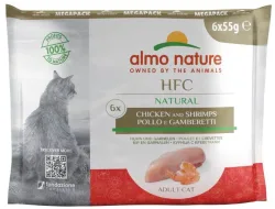 Almo Nature HFC Mega Pack Huhn und Garnelen natural, Nassfutter für Katzen (6x55g)