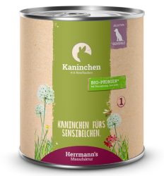 Herrmann's Kaninchen mit Reisflocken, Nassfutter für Hunde (800g)