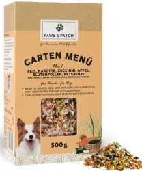 Paws & Patch Garten Menü 1 - Reis, Karotte, Zucchini, Apfel, Blütenpollen, Petersilie - Hundefutter (500g)