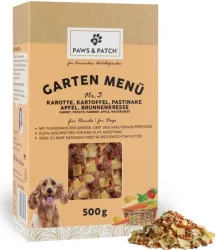 Paws & Patch Garten Menü 3 - Karotte, Kartoffel, Pastinake, Apfel, Brunnenkresse - Hundefutter (500g)