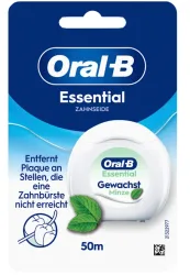 Oral-B - Essentialfloss Zahnseide Minze, Essentialfloss mint gewachst, 50m