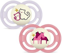MAM Perfect Night Nuggi Silikon 6-16 Monate, pink/lila (2 Stk)