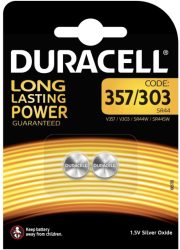 DURACELL Silberoxid-Knopfzellen 357 / 303 / SR44 / 1,5V (2 Stk)
