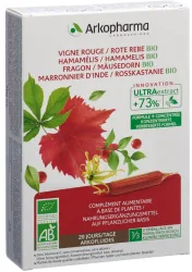 ARKOFLUIDE Rote Rebe-Hamamelis-Mäusedorn-Rosskastanie Bio Trinkampullen (20 Stk)
