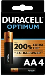 Duracell - Optimum, Alkaline-Bat.,4Stk, AA(LR6)