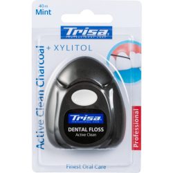 Trisa Zahnseide Charcoal Mint Active