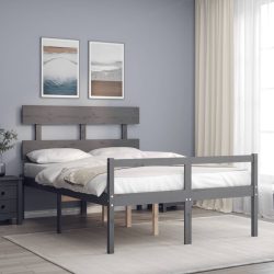 vidaXL Massivholzbett mit Kopfteil Grau 4FT6 Double