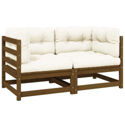 vidaXL, vidaXL Gartensofa 2-Sitzer mit Kissen Honigbraun Massivholz Kiefer