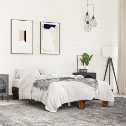 vidaXL Bettgestell Räuchereiche 120x190 cm Holzwerkstoff und Metall