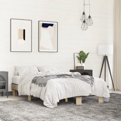 vidaXL Bettgestell Sonoma-Eiche 135x190 cm Holzwerkstoff und Metall