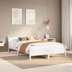 vidaXL Massivholzbett ohne Matratze Weiß 160x200 Kiefernholz