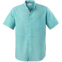 HENSON&HENSON Herren Stehkragenhemd kurzarm