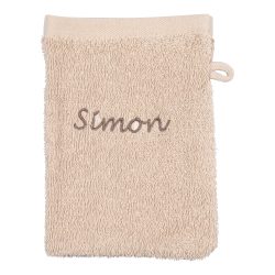 Waschlappen personalisiert mit Namen, 1 Stück, 100% Baumwolle, beige