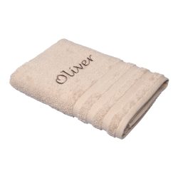 Duschtuch personalisiert mit Namen, 70x140 cm, 100% Baumwolle, beige