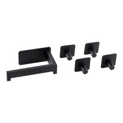 Toilettenrollenhalter ?Premium Black? + 4 gratis Handtuchhaken