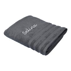 Badetuch personalisiert mit Namen, 150x100 cm, 100% Baumwolle, anthrazit
