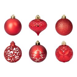 Weihnachtskugel-Set, 60-teilig, rot