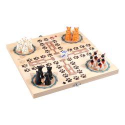 Ludo-Brettspiel ?Katzenärger?, Holzspielbrett, 16 Spielfiguren + Würfel
