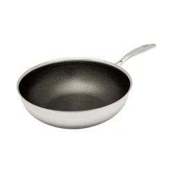 Wok mit Wabenstruktur, Edelstahl, 28 cm