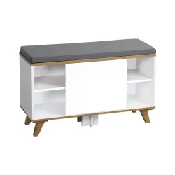 Schuhschrank mit Sitzkissen, weiß