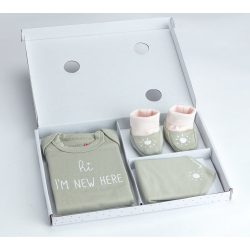 3-tlg. Geschenkset Body langarm, Schühchen und Dreieckstuch