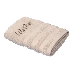 Handtuch personalisiert mit Namen, 50x100 cm,  100% Baumwolle, beige