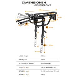 Gepäckträger Vario für Kinderfahrrad Universell 16+18 Zoll