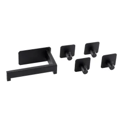 Toilettenrollenhalter ?Premium Black? + 4 gratis Handtuchhaken